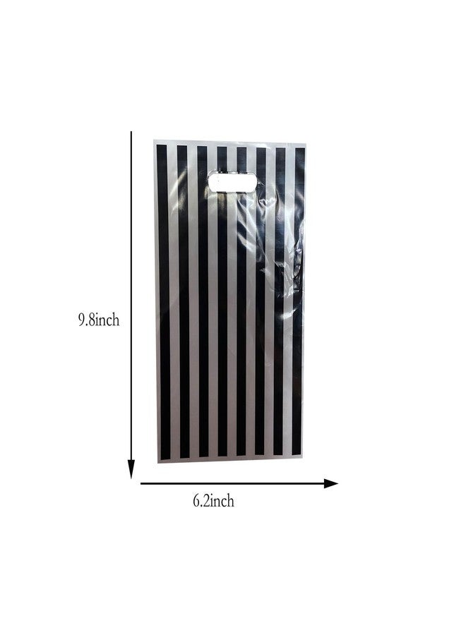LYK 30-Piece Black & White Striped Treat Bags - Plastic Circus Carnival Party Candy & Goodie Bags for Kids' Birthday Parties - Image 2